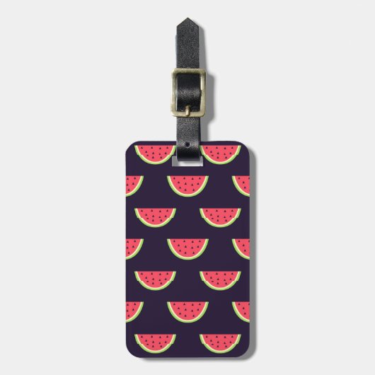 Étiquette À Bagage La pastèque de Neon sur le Motif pourpre (Devant Vertical)