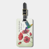 Étiquette À Bagage La pensée religieuse de vous Fleurs avec Colibri (Devant Vertical)