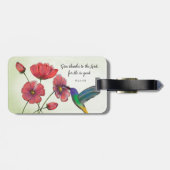 Étiquette À Bagage La pensée religieuse de vous Fleurs avec Colibri (Dos horizontal)