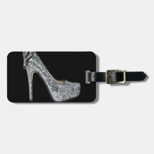 Étiquette À Bagage La personnaliser argentée de talons hauts ajoutent