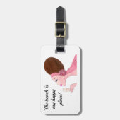 Étiquette À Bagage "La plage est mon endroit heureux" Diva (Devant Vertical)