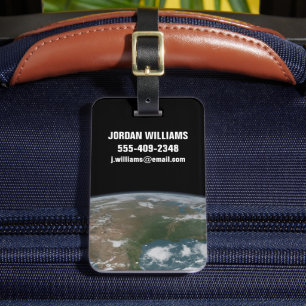 Étiquette À Bagage La Planète Panoramique Terre Et Les Etats-Unis. 2