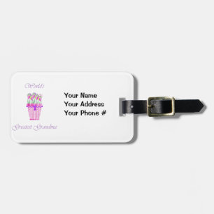 Étiquette À Bagage la plus grande grand-maman du monde (fleurs roses)