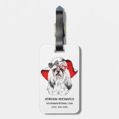 Étiquette À Bagage La pousse | de mode de Yorkie ajoutent votre nom (Dos Vertical)