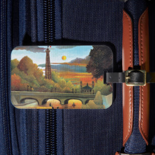 Étiquette À Bagage La Seine et la Tour Eiffel au coucher du soleil,
