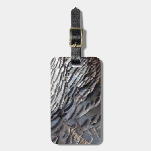 Étiquette À Bagage La Turquie sauvage plumes II Design Abstrait de la (Devant Vertical)
