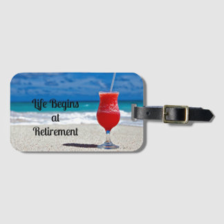 Étiquette À Bagage La vie commence à la retraite - Boisson givrée sur