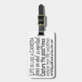 Étiquette À Bagage La vie est comme un appareil-photo (Devant Vertical)