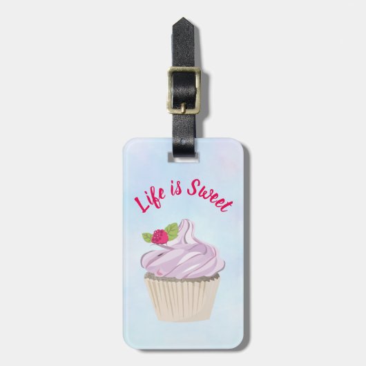 Étiquette À Bagage La vie est sucrée rose Cupcake Custom (Devant Vertical)