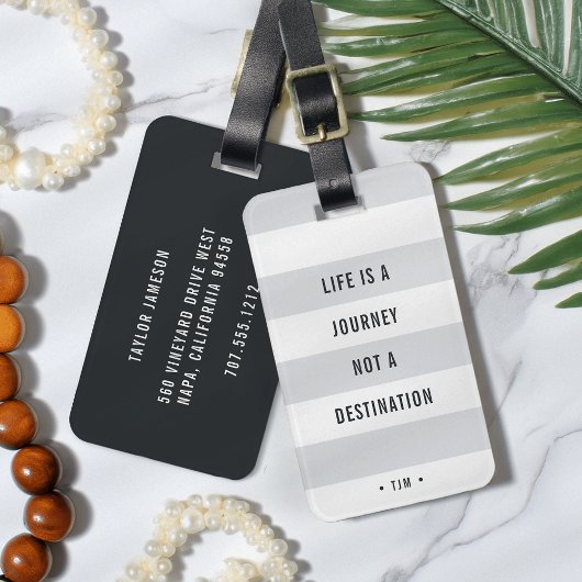 Étiquette À Bagage La vie est un voyage | Devis de voyage monogramme