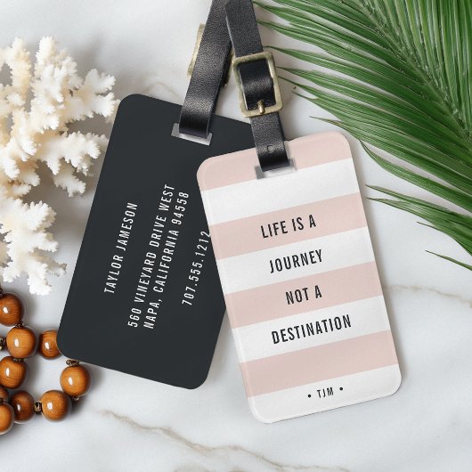Étiquette À Bagage La vie est un voyage | Devis de voyage monogramme
