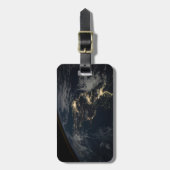 Étiquette À Bagage La Ville Éclairait Le Japon La Nuit. (Devant Vertical)