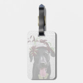 Étiquette À Bagage Labrador Noir Avec Fascinateur Vert (Dos Vertical)