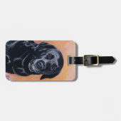 Étiquette À Bagage Labrador noir souriant dans la lumière (Devant horizontal)