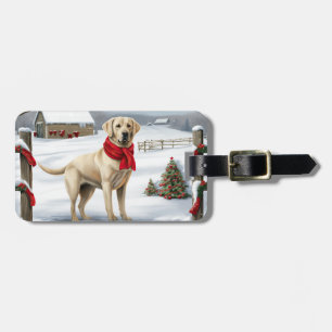 Étiquette À Bagage Labrador Retriever Chien dans la neige Noël