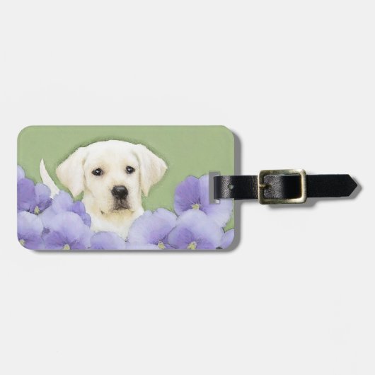 Étiquette À Bagage Labrador Retriever Puppy Painting Original Chien A (Devant horizontal)
