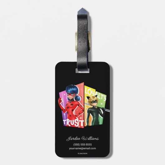 Étiquette À Bagage Ladybug & Cat Noir | Confiance et fidélité (Dos Vertical)