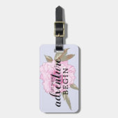 Étiquette À Bagage Laisser L'Aventure Commencer Fleur Violet (Devant Vertical)