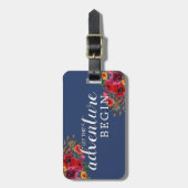 Étiquette À Bagage Laisser L'Aventure Commencer Floral (Devant Vertical)