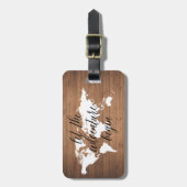 Étiquette À Bagage Laisser l'aventure commencer le bois Plan du monde (Devant Vertical)