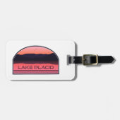 Étiquette À Bagage Lake Placid New York Red Sunrise (Devant horizontal)