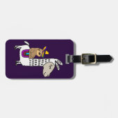 Étiquette À Bagage Lama blanc de monte de paresse mignonne (Devant horizontal)