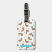 Étiquette À Bagage Lamas et fleurs pelucheux - nom fait sur commande (Devant Vertical)