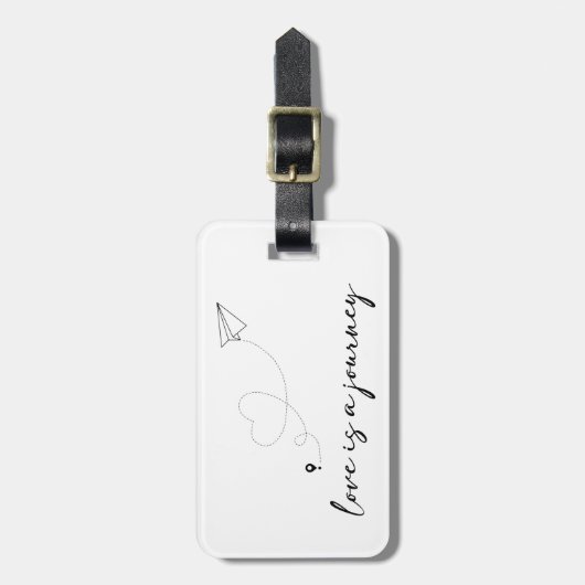 Étiquette À Bagage L'Amour Whimsical est un Voyage Noir & Blanc (Devant Vertical)