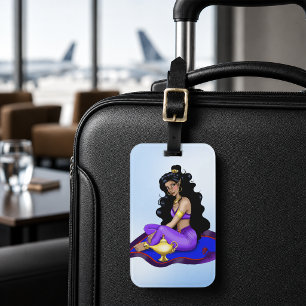 Étiquette À Bagage Lampe Tapis Volant Génie Ciel Bleu