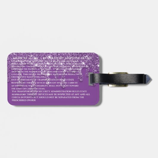 Étiquette À Bagage Lancement de la machine CPAP à Parties scintillant (Dos horizontal)
