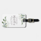 Étiquette À Bagage Lancement de mariage au eucalyptus verdoyant (Devant horizontal)