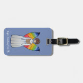 Étiquette À Bagage L'ange d'aquarelle avec l'arc-en-ciel s'envole (Devant horizontal)