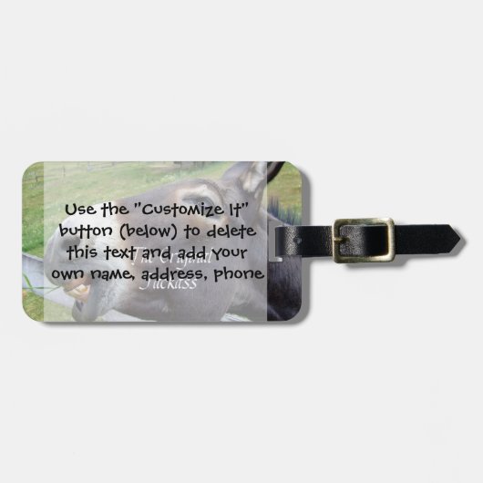 Étiquette À Bagage L'animal de ferme drôle de mule d'âne d'âne (Devant horizontal)