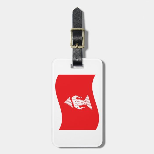 Étiquette À Bagage Lao Erawan Trois Chefs D'Éléphant Drapeau Vague (Devant Vertical)