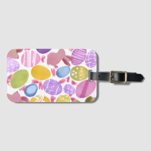 Étiquette À Bagage lapin avec oeufs de pâques
