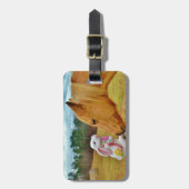 Étiquette À Bagage Lapin blanc et Cheval jaune (Devant Vertical)