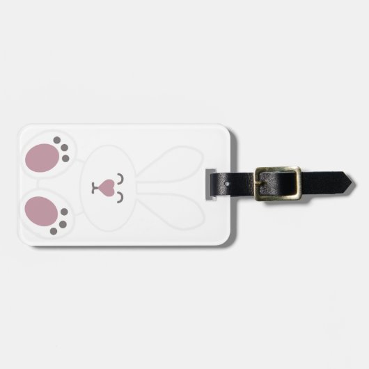 Étiquette À Bagage Lapin blanc mignon (Devant horizontal)