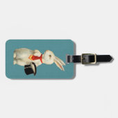 Étiquette À Bagage Lapin blanc vintage (Devant horizontal)