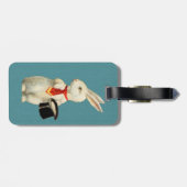 Étiquette À Bagage Lapin blanc vintage (Dos horizontal)