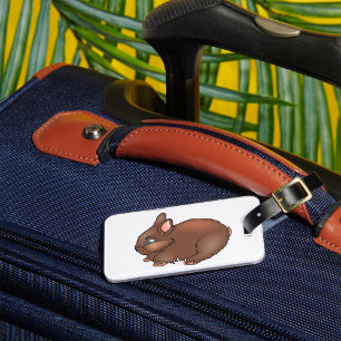 Étiquette À Bagage Lapin Brun Mignon et Doux Animal Adorable