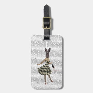 Étiquette À Bagage Lapin dans la robe blanche noire