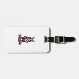 Étiquette À Bagage Lapin de Pâques patriotique Vintage Vector Shirt_1