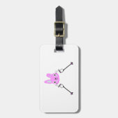 Étiquette À Bagage Lapin de ski avec bâtons de ski (Devant Vertical)