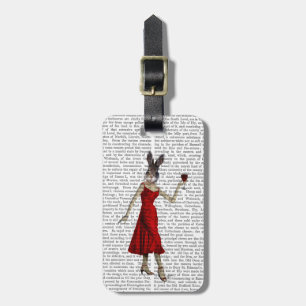 Étiquette À Bagage Lapin en robe rouge