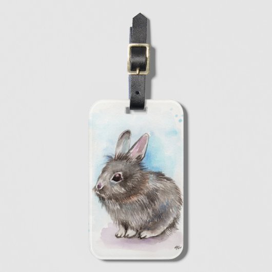 Étiquette À Bagage Lapin gris (Devant Vertical)