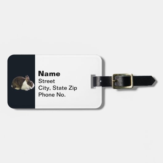 Étiquette À Bagage Lapin néerlandais Brown et blanc (Devant horizontal)