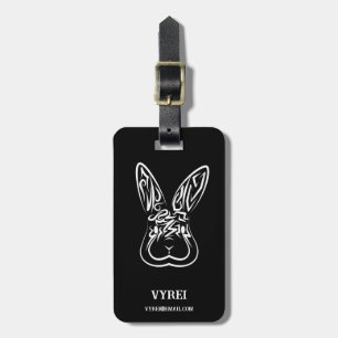 Étiquette À Bagage Lapin tribal noir et blanc