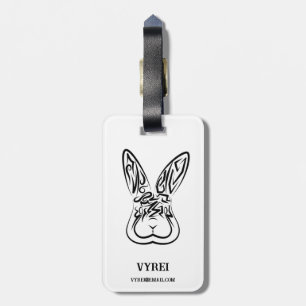 Étiquette À Bagage Lapin tribal noir et blanc