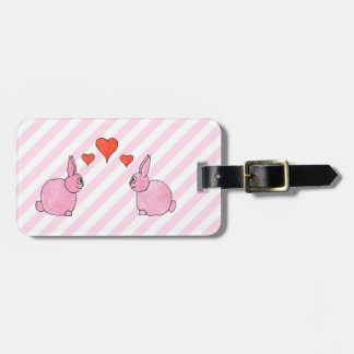 Étiquette À Bagage Lapins roses avec des coeurs