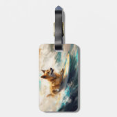 Étiquette À Bagage Lapphund Plage Finlandaise Plage Surf Peinture (Dos Vertical)